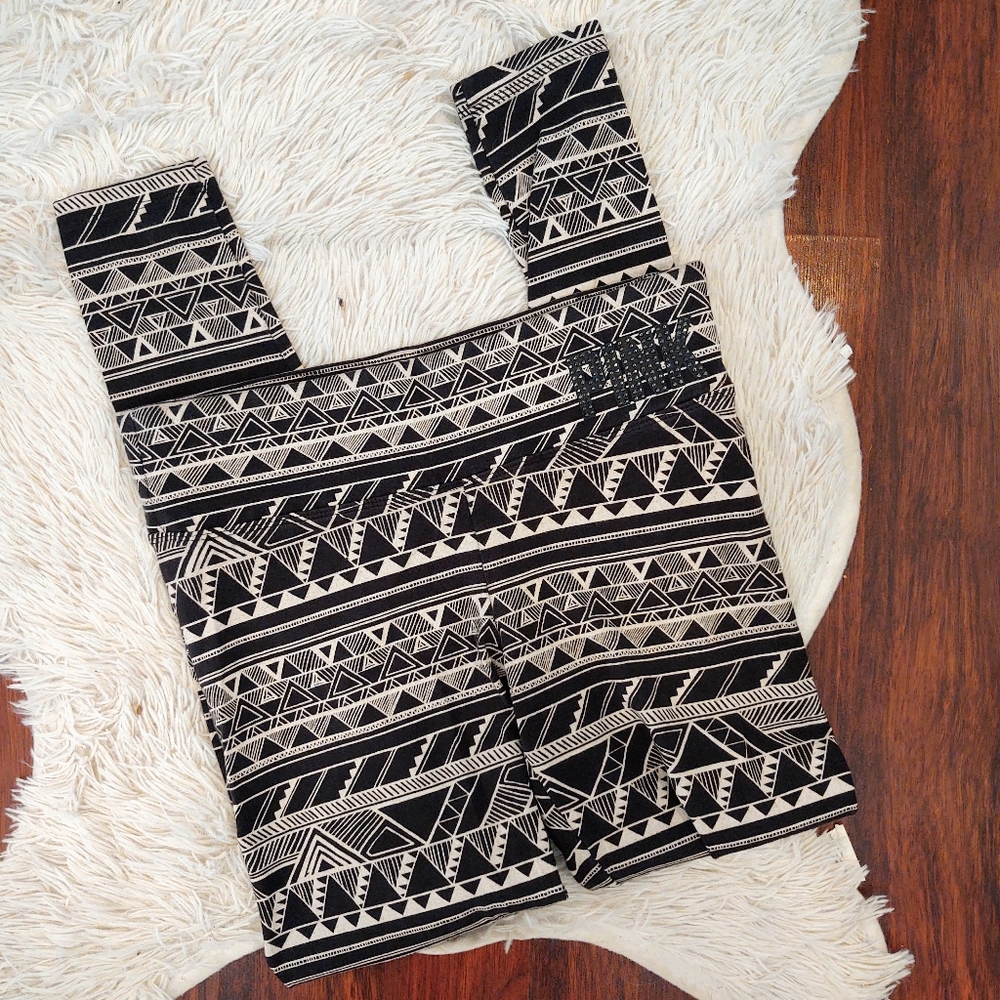 PINK Flat Waist Leggings Aztec Print Gems